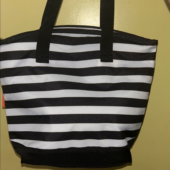 Bouffants & Broken Hearts Black and White Striped Tote Bag BRAND NEW - Picture 2 of 3